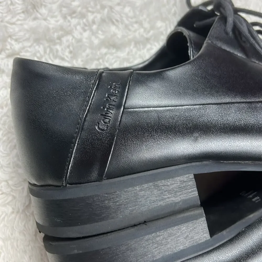 Calvin Klein Brent‎ square Moc toe oxford dress shoes in black, size 10